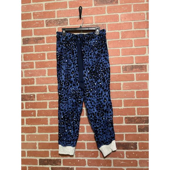 Aerie Blue Leopard Print Jogger Pajama Pants - L - Picture 2 of 7